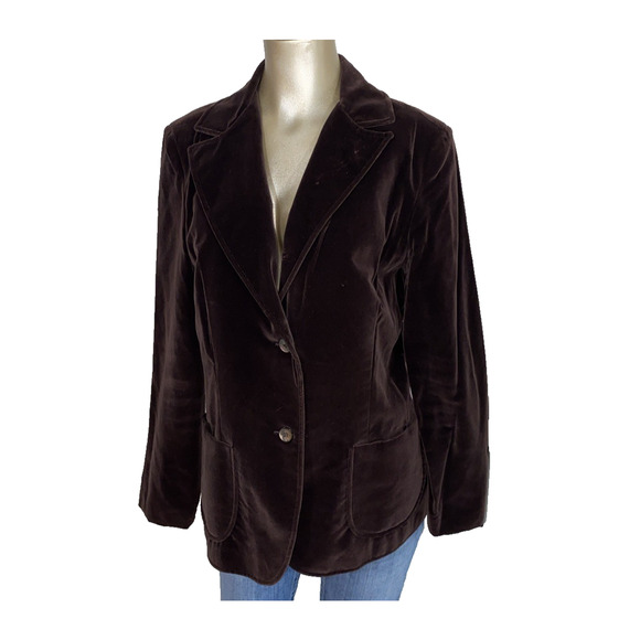 Vintage Size 14 Koret of California Jacket Brown Velvet 2 Button Blazer 70s - Picture 1 of 7